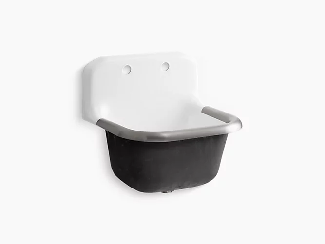 24" x 20-1/4" wall-mounted or P-trap mounted service sink with rim guard and back drilled on 8" centers-1-large